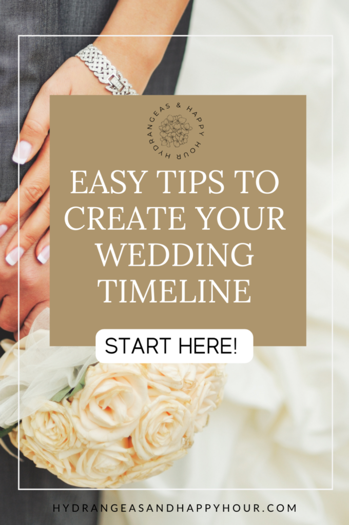 Image for a blog about creating a Wedding Timeline.  From Wedding Blog Hydrangeas and Happy Hour.