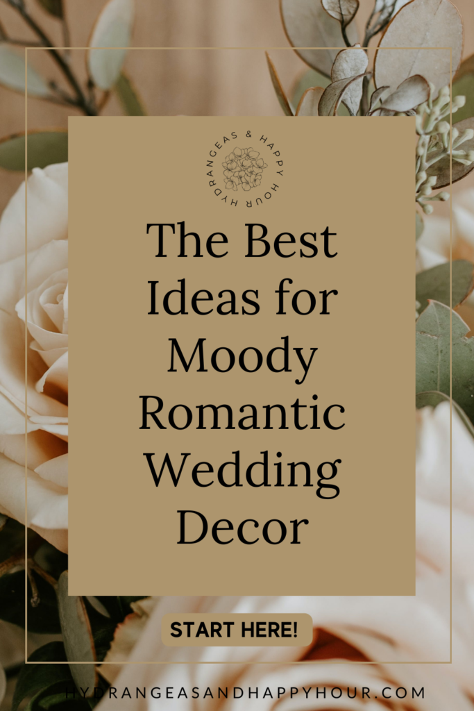 Image for a blog about moody romantic wedding decor. 