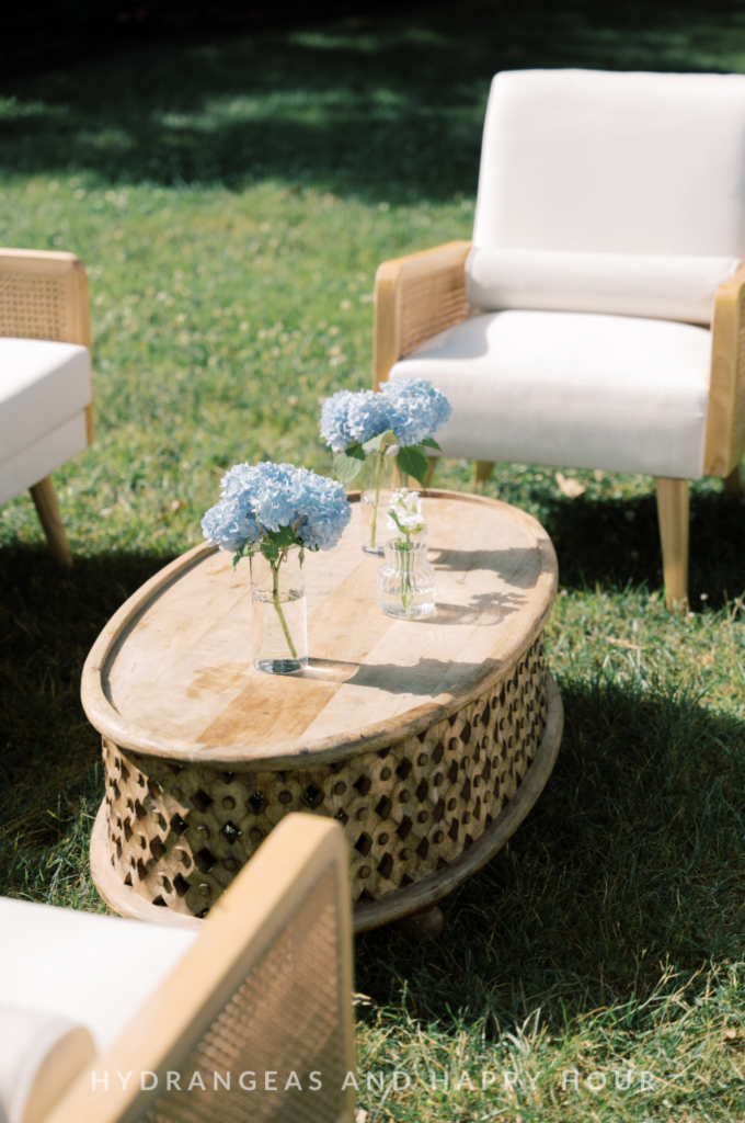 Image of a garden seating area. 