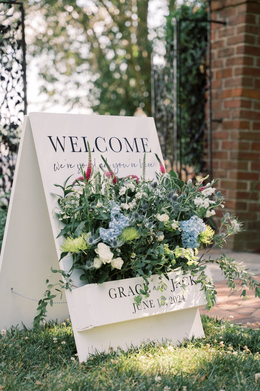 Wedding Welcome Sign with Flower Box