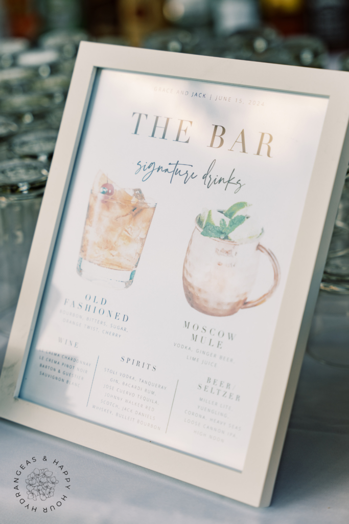 Wedding Bar Menu